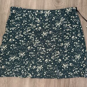 RVCA Dark Teal Floral Reformed Skirt w/ White Daisies